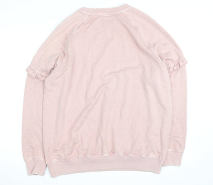 JD Williams Women's Pink Ruffle Crew Neck Pullover Sweatshirt Size 16