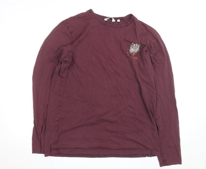 Next Men’s Red Long Sleeve Regular Fit Cotton Wolf Top Size L