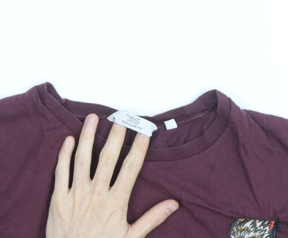 Next Men’s Red Long Sleeve Regular Fit Cotton Wolf Top Size L