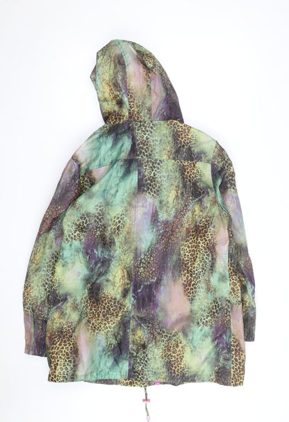 Love Label Women’s Multicoloured Animal Print Hooded Rain Jacket Size 14