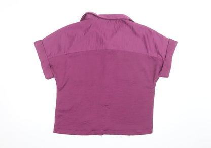 Marks and Spencer Women’s Purple Short Sleeve Collared Blouse Size 10