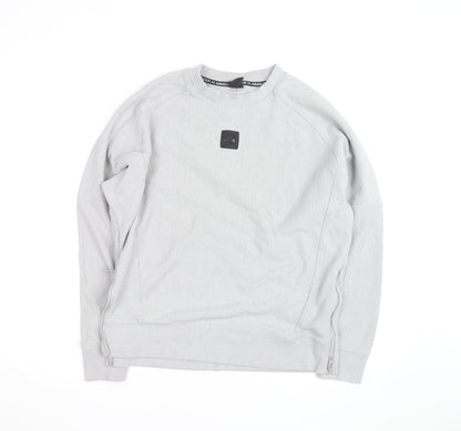Under Armour Men's Grey Pullover Sweatshirt Size L Crew Neck Zip Detail