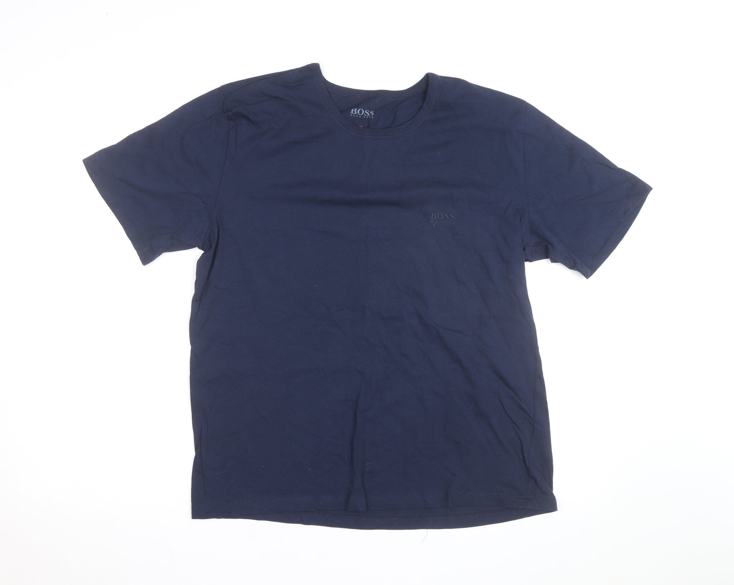Hugo Boss Men's Blue XL Crew Neck Cotton T-Shirt