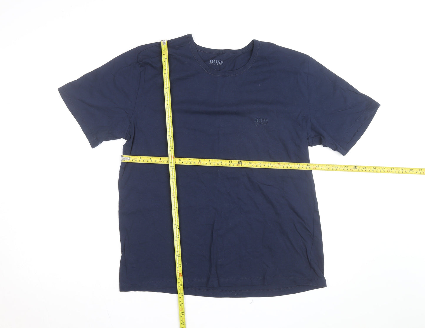 Hugo Boss Men's Blue XL Crew Neck Cotton T-Shirt