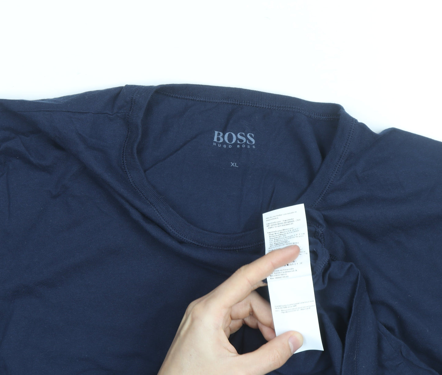 Hugo Boss Men's Blue XL Crew Neck Cotton T-Shirt