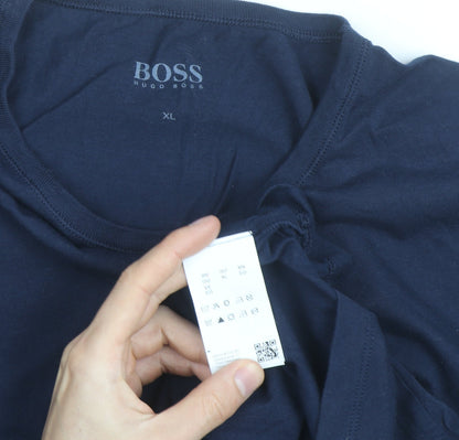 Hugo Boss Men's Blue XL Crew Neck Cotton T-Shirt