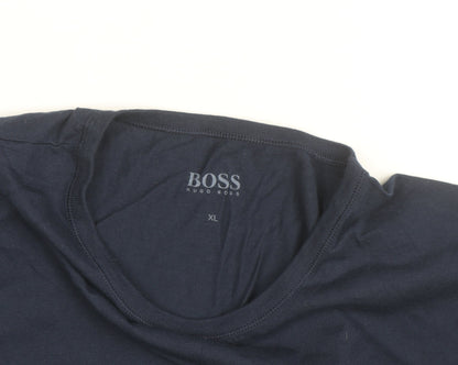 Hugo Boss Men's Blue XL Crew Neck Cotton T-Shirt