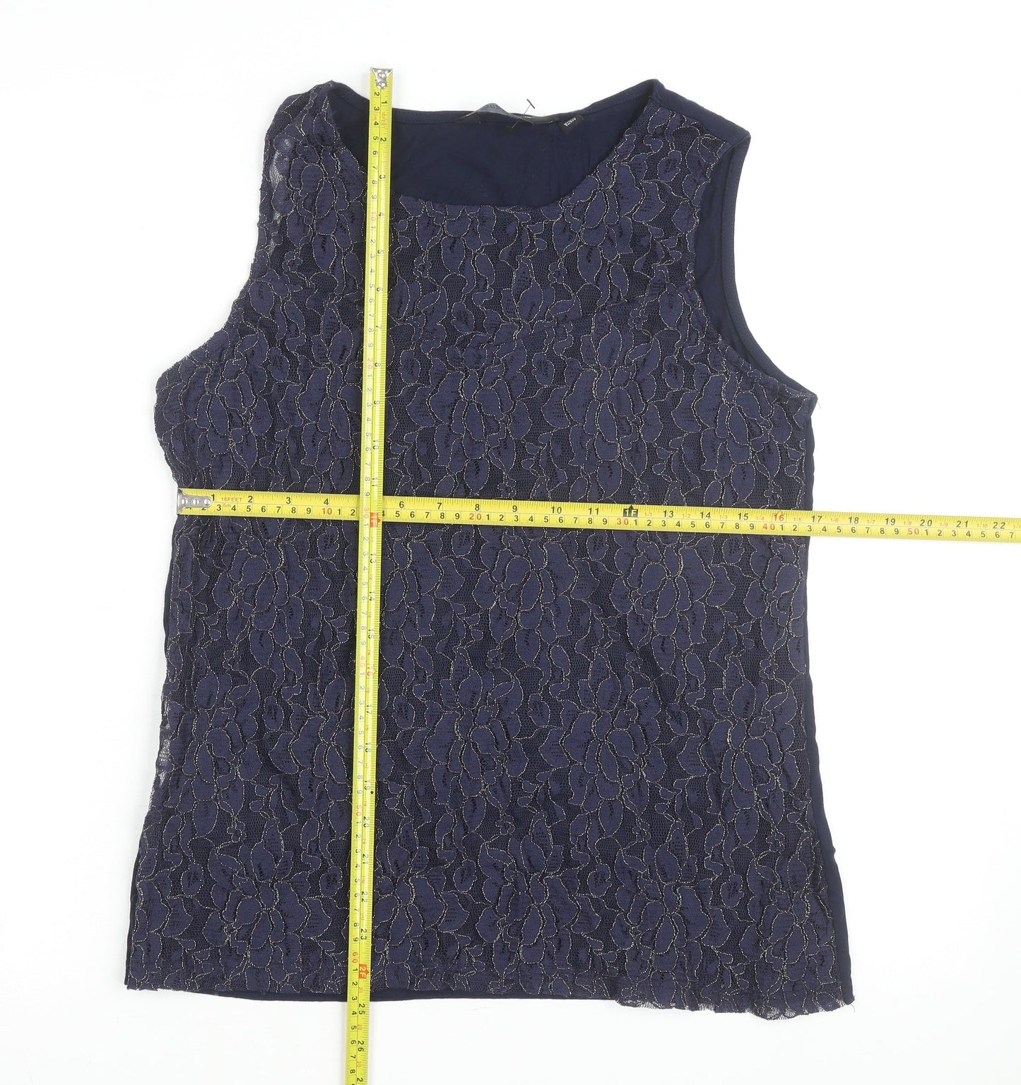 Dorothy Perkins Women's Blue Lace Sleeveless Blouse UK 16