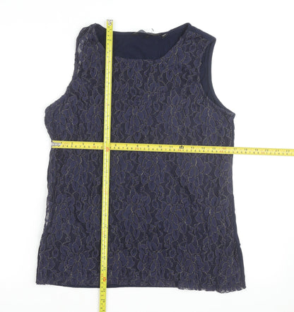 Dorothy Perkins Women's Blue Lace Sleeveless Blouse UK 16