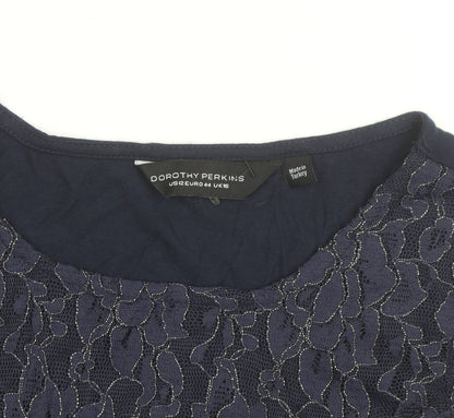 Dorothy Perkins Women's Blue Lace Sleeveless Blouse UK 16
