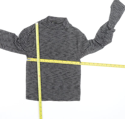 Forever 21 Womens Black Striped Mock Neck Long Sleeve Pullover Jumper Size S