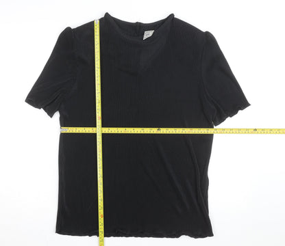 C&A Women’s Black Pleated Short Sleeve Blouse UK 20