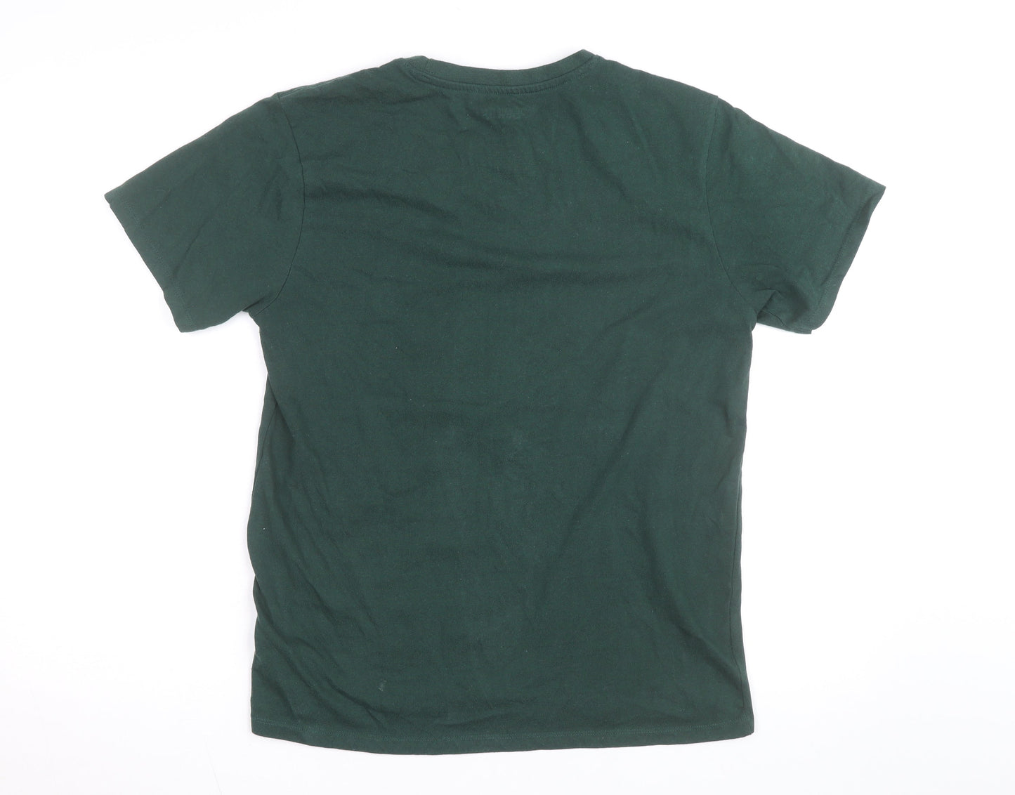 Peanuts Men's Green Snoopy Holiday Cheer Christmas T-Shirt Size M
