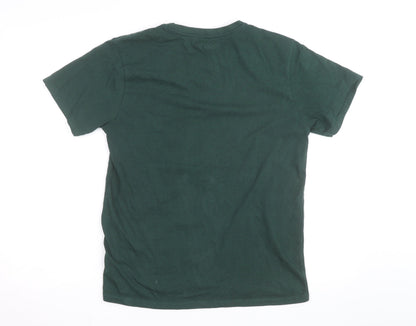 Peanuts Men's Green Snoopy Holiday Cheer Christmas T-Shirt Size M