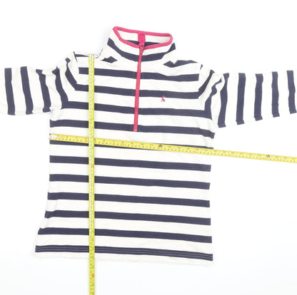 Joules Women's Navy Stripe 1/2 Zip Sweatshirt UK 10 Cotton Relaxed Fit