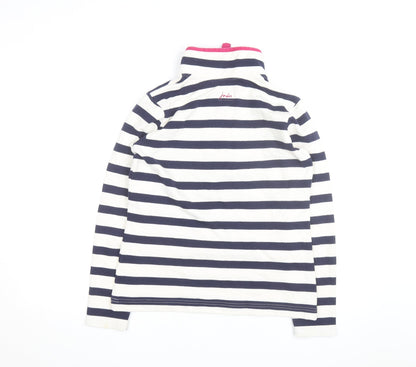Joules Women's Navy Stripe 1/2 Zip Sweatshirt UK 10 Cotton Relaxed Fit