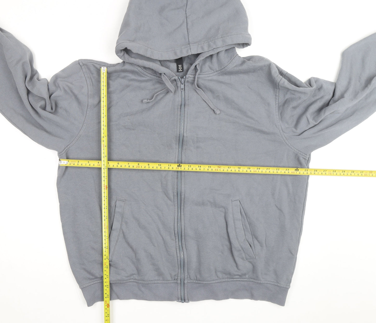 H&M Men's Grey Full Zip Relaxed Fit Hoodie XL