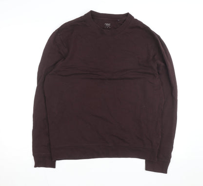 Next Men's Brown Cotton Long Sleeve Crew Neck Casual Top L