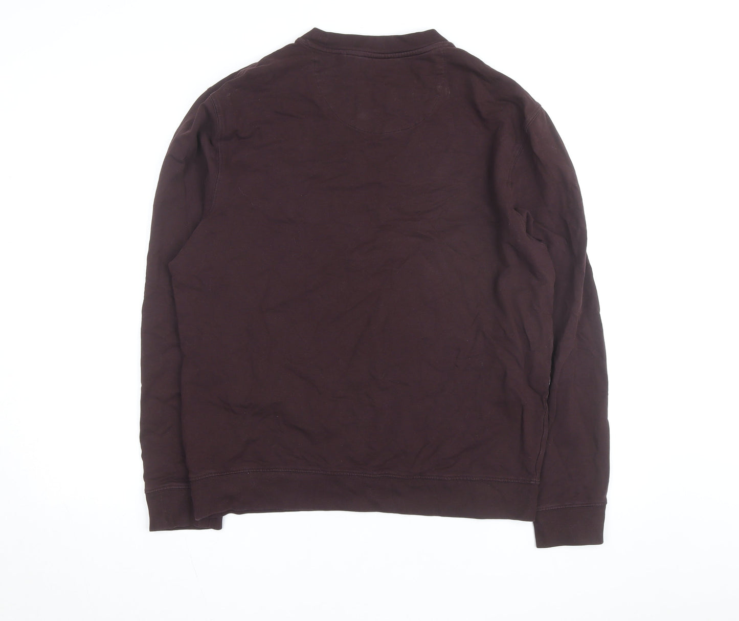 Next Men's Brown Cotton Long Sleeve Crew Neck Casual Top L