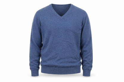 Marks & Spencer Men's Blue Cotton V-Neck Jumper XL