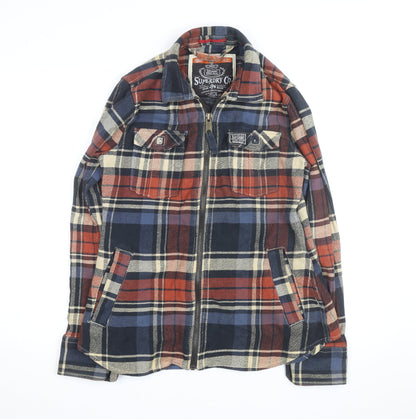 Superdry Men's Multicoloured Flannel Check Jacket L Zip Casual