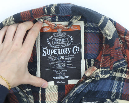 Superdry Men's Multicoloured Flannel Check Jacket L Zip Casual
