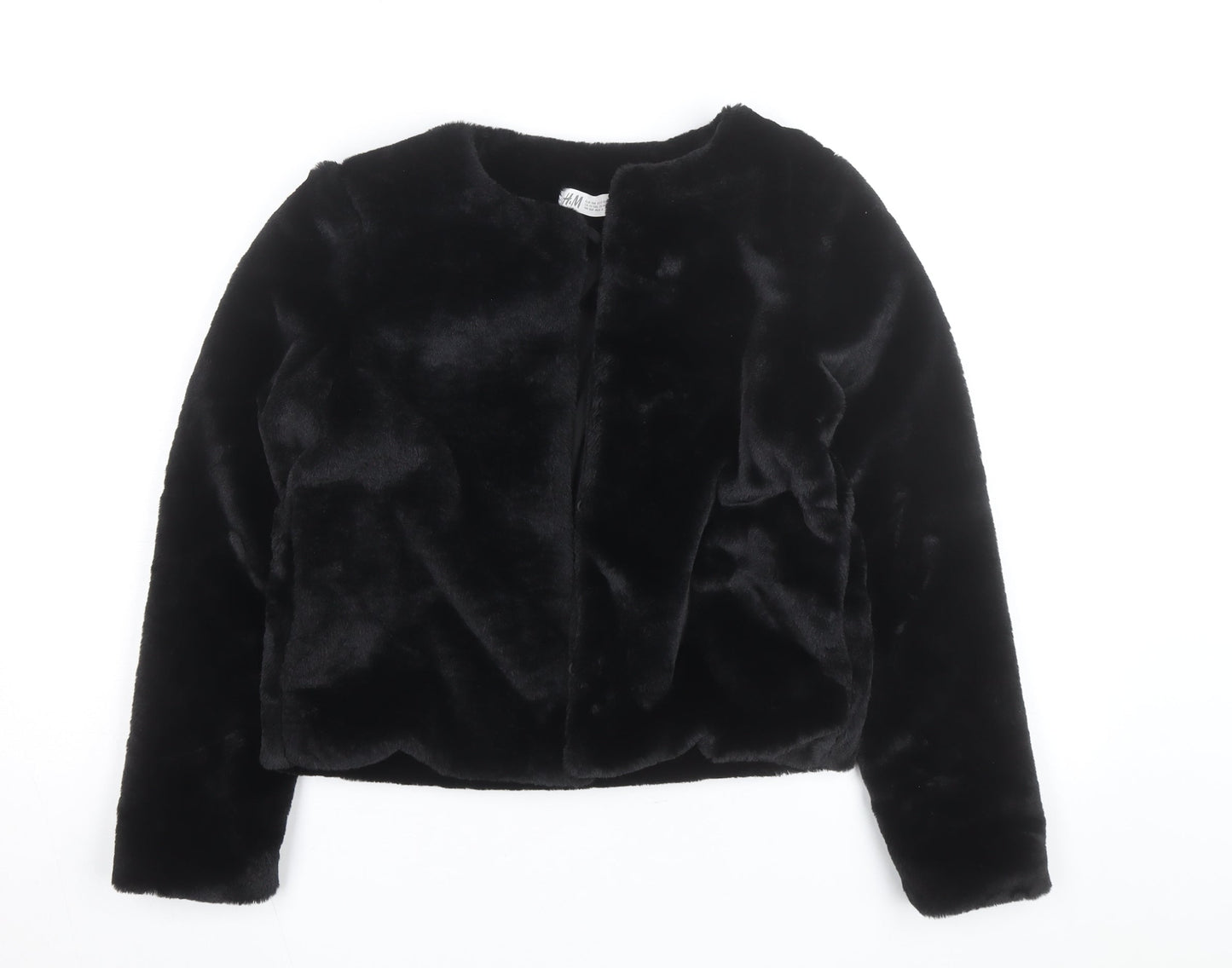 H&M Girls Black Faux Fur Lined Short Party Jacket 13-14 Years
