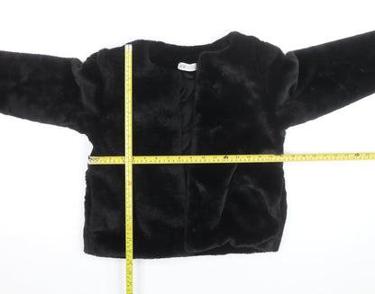 H&M Girls Black Faux Fur Lined Short Party Jacket 13-14 Years