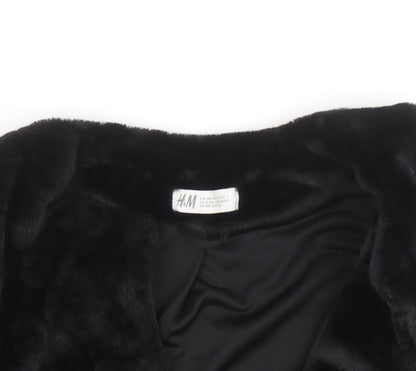 H&M Girls Black Faux Fur Lined Short Party Jacket 13-14 Years