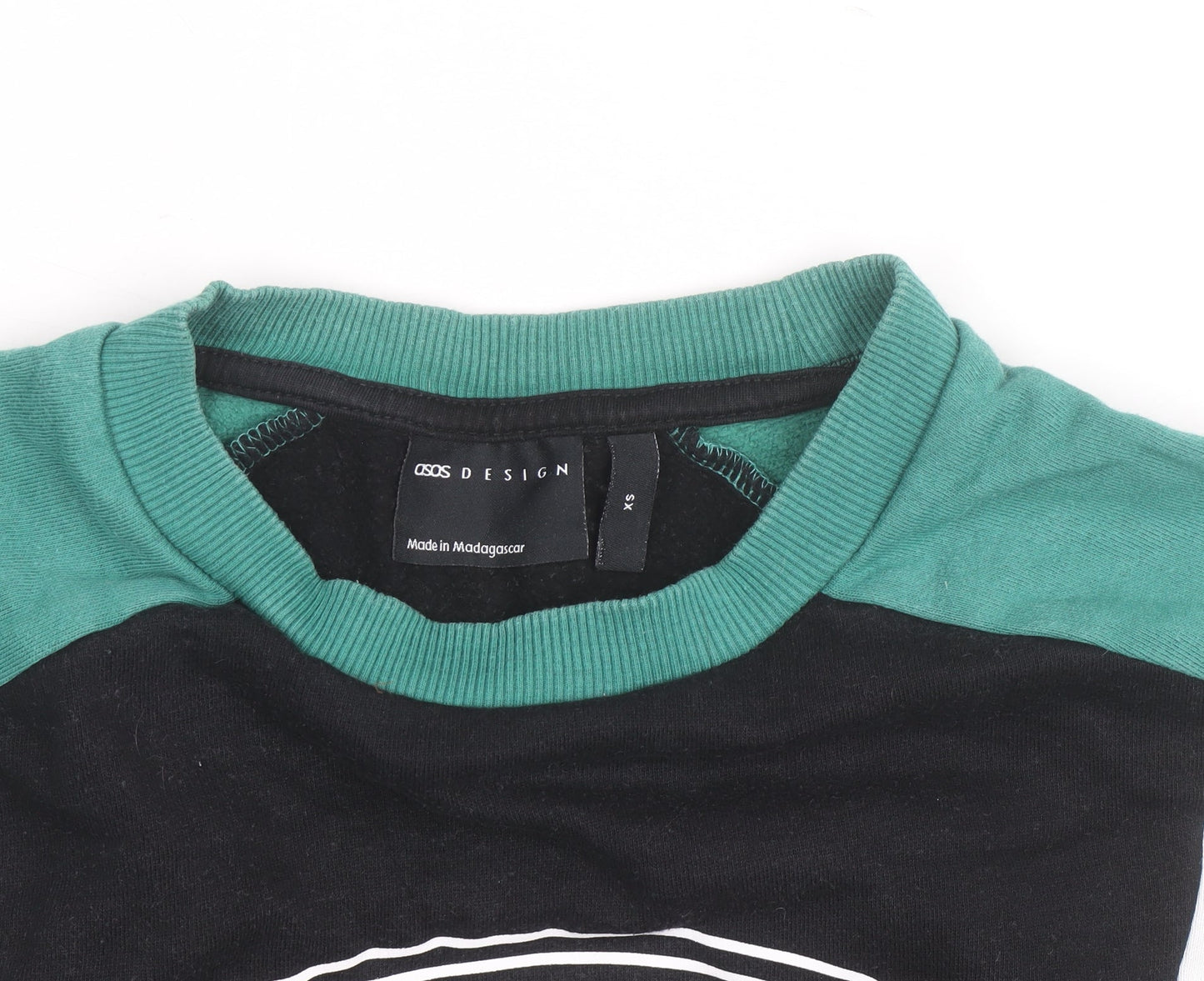 ASOS DESIGN Men's Black XS Raglan Graphic Pullover Sweatshirt