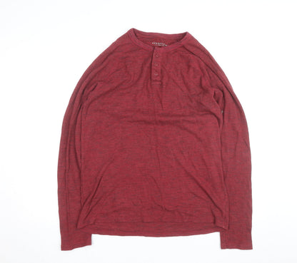 Aeropostale Men's Red Henley Long Sleeve Knit Top Size L