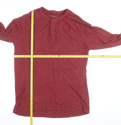 Aeropostale Men's Red Henley Long Sleeve Knit Top Size L