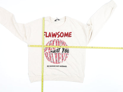 Max Women Beige Graphic Print Pullover Sweatshirt Size 18