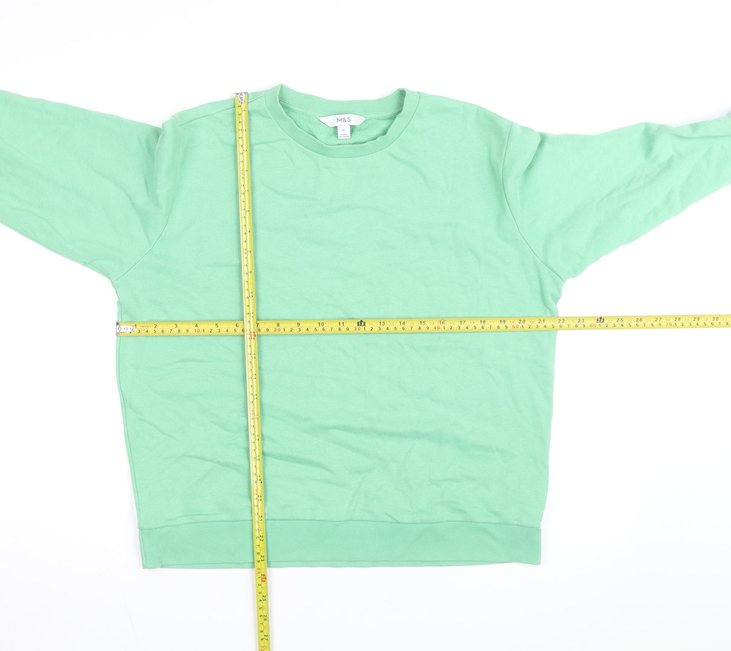 Marks and Spencer Men's Green Crew Neck Pullover Sweatshirt Size M