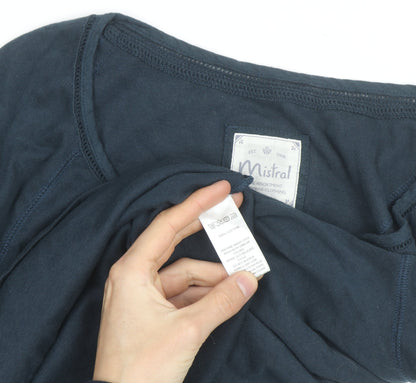Mistral Women’s Blue Long Sleeve Henley Cotton Top Size 18