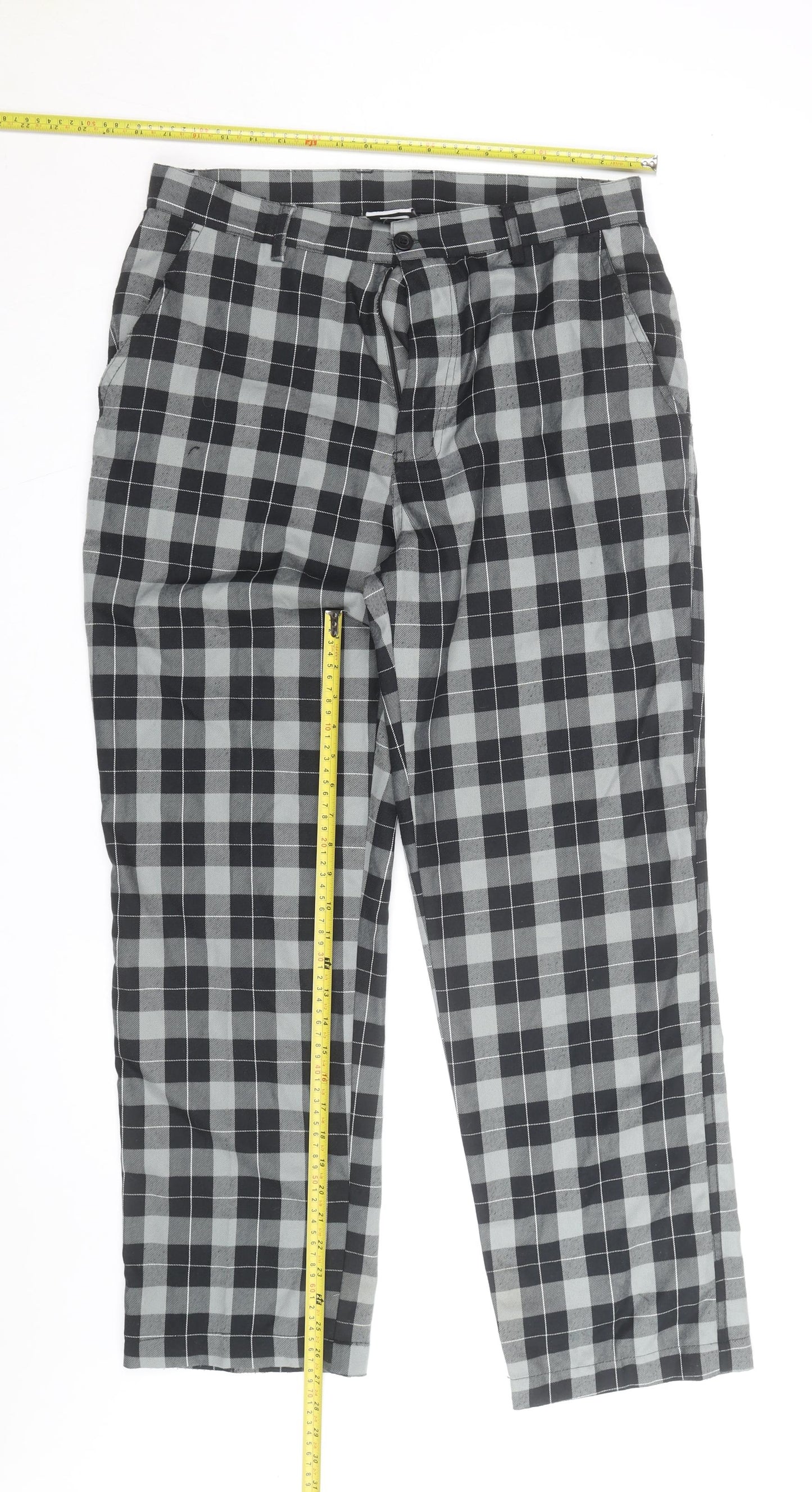Dunlop Men's Grey Check Trousers Size M 34W 31L Regular Fit