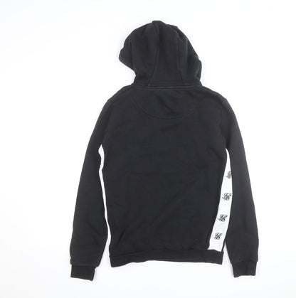 SikSilk Men's Black Pullover Hoodie L with Logo Detailing