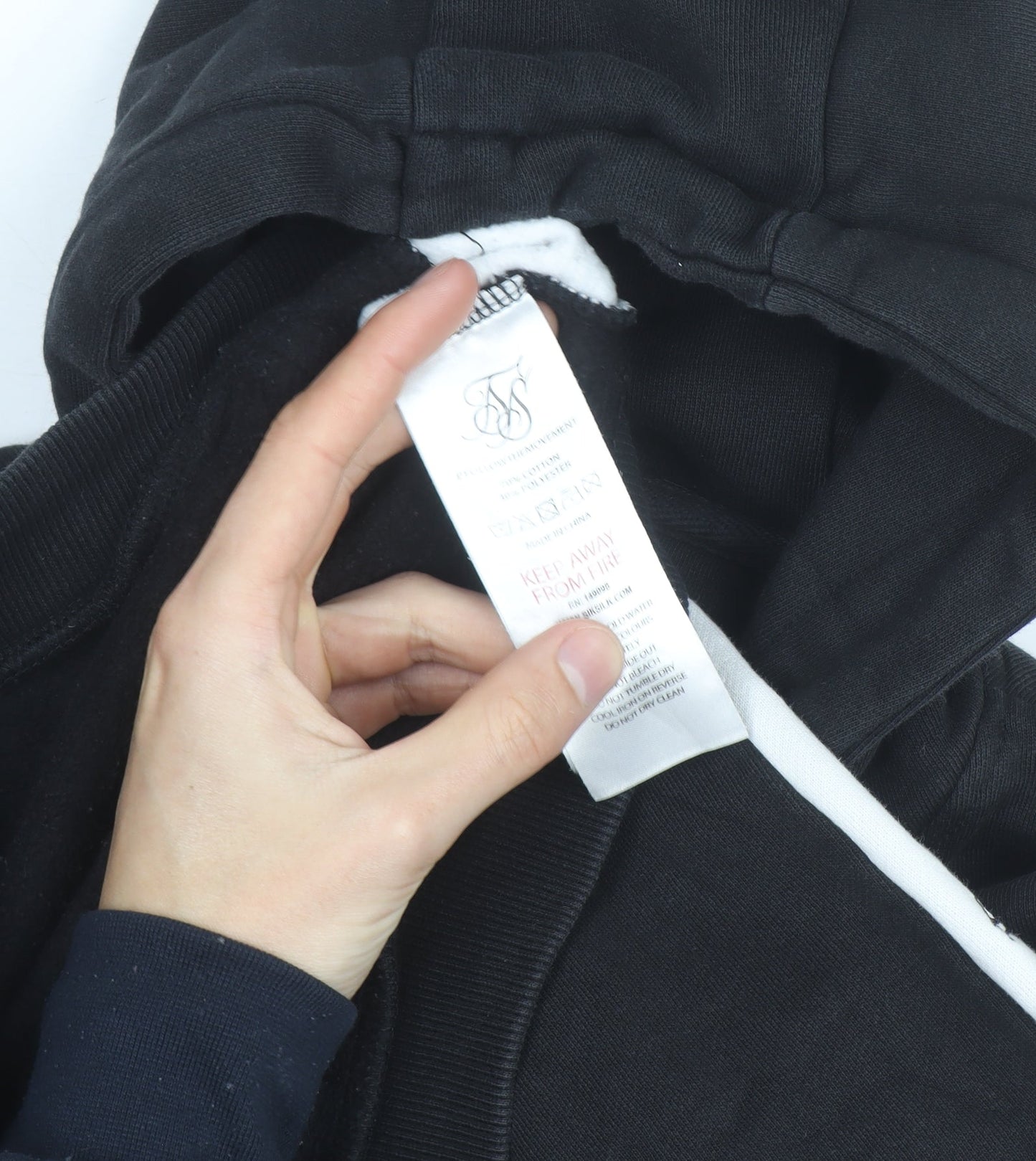 SikSilk Men's Black Pullover Hoodie L with Logo Detailing