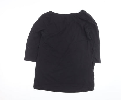 H&M Mama Black 3/4 Sleeve Maternity Scoop Neck Cotton Top L