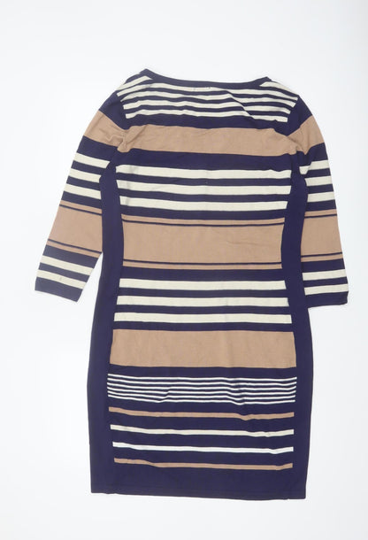Phase Eight Women’s Multicoloured Striped Knit Bodycon Dress Size 14