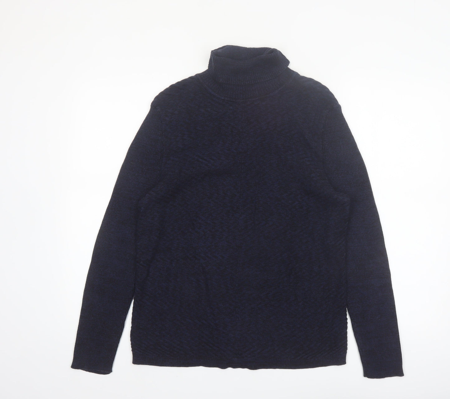 Denver Hayes Women's Blue Roll Neck Cotton Jumper Size L