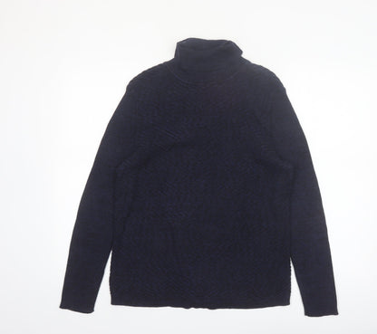 Denver Hayes Women's Blue Roll Neck Cotton Jumper Size L