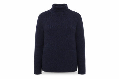 Denver Hayes Women's Blue Roll Neck Cotton Jumper Size L
