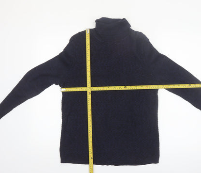 Denver Hayes Women's Blue Roll Neck Cotton Jumper Size L