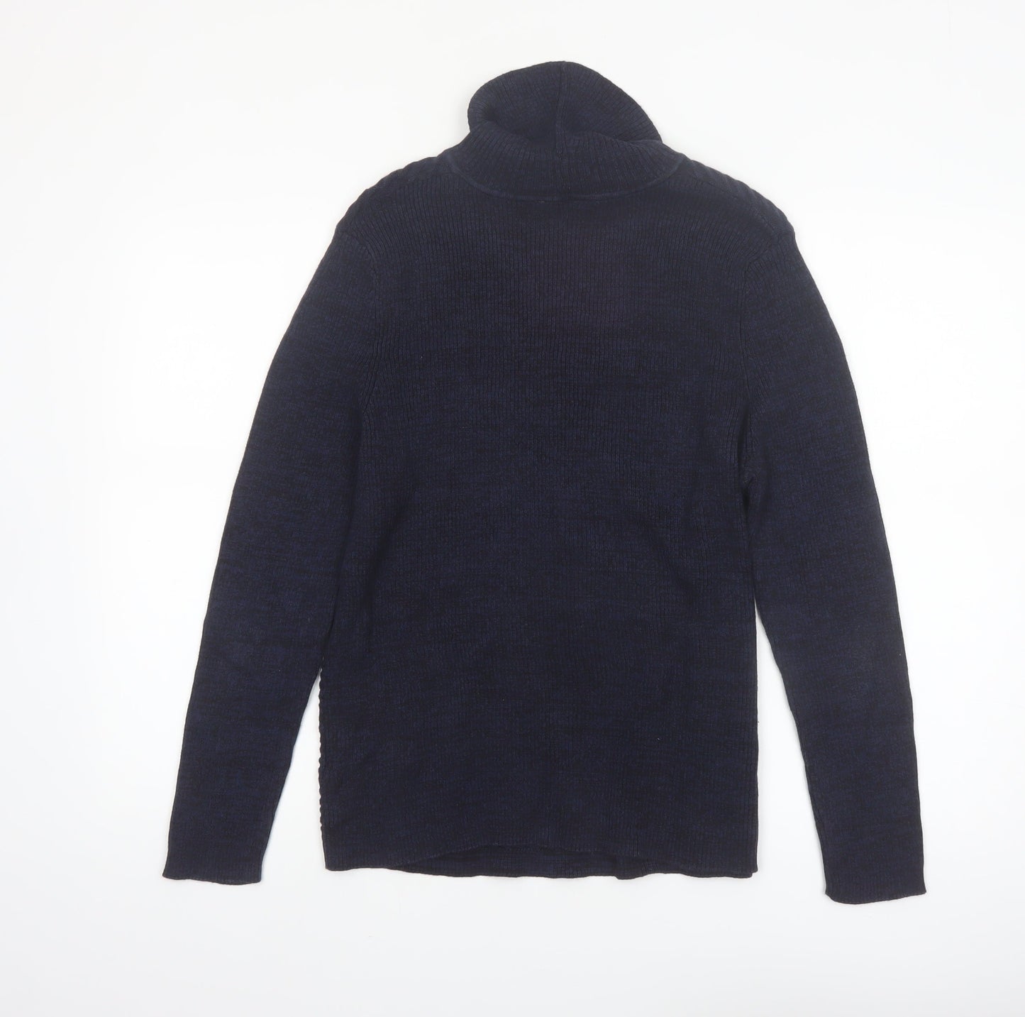 Denver Hayes Women's Blue Roll Neck Cotton Jumper Size L
