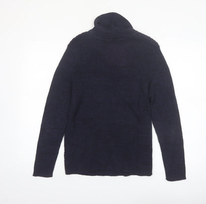 Denver Hayes Women's Blue Roll Neck Cotton Jumper Size L