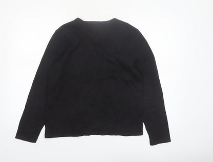 Appleseed's Petites Black Christmas Cardigan PS Women’s Ramie Cotton Holiday Jumper