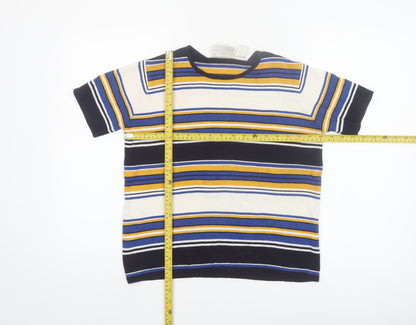Liz Claiborne Women's Multicoloured Petite S Striped Short Sleeve Knit Jumper