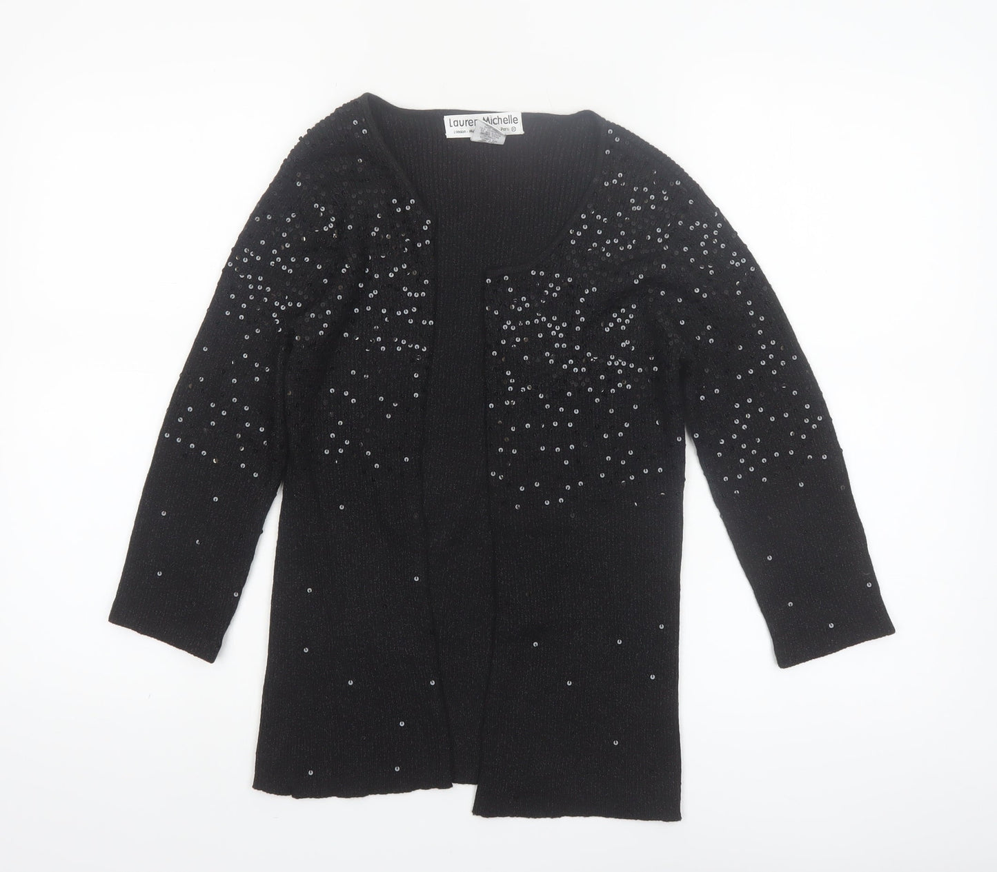 Lauren Michelle Women's Black Sequin Knit Cardigan M