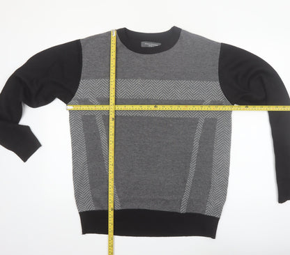 Vroom & Dreesmann Men's Grey Pullover Jumper Size L Knit Polyester